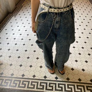 COMME DES GARCONS White Grommet Belt Silver Chain